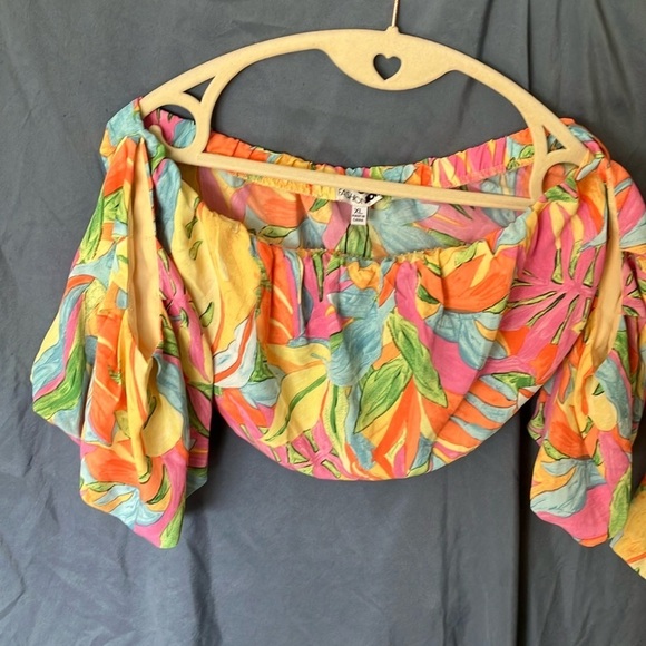 Fashion Nova: Multicolor Off-Shoulder Top and Shorts Set- Pockets- zipper- XL - Picture 10 of 16